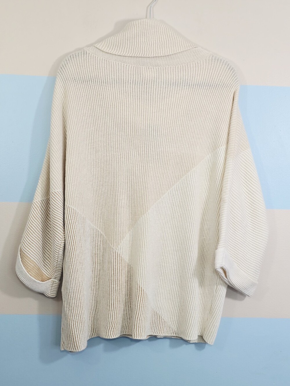 Chico's Cream Ribbed Cowl Neck Sweater - Picture 5 of 8